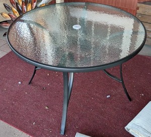 lot 145 image: Glass Topped 42 Patio Table