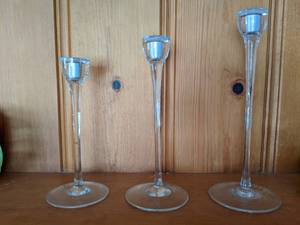 lot 149 image: Beautiful Trio of Glass Candlesticks