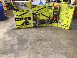 Lot of Assorted Mixed Ryobi Lawn Power Tools Customer Returns See Pictures