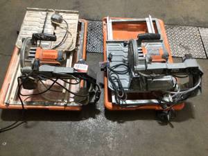 Lot of 2 Ridgid used 9 Amp Corded 7 in. Wet Tile Saw with Stand in working condition Customer Returns See Pictures
