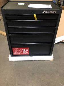 27 in. 5-Drawer Cabinet Roller Cabinet Tool Chest in Textured Black by Husky Customer Returns See Pictures