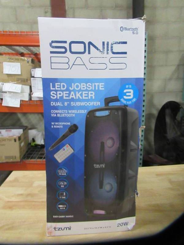 lot 701 image: Tzumi Sonic Bass Jobsite Speaker Model 8032HD (Missing Microphone)