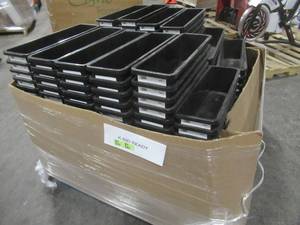 lot 307 image: PALLET (180 Pieces) OF Pennington Dcor 100507829 New England Pottery Window Box, 24 x 5 12 x 5  Black