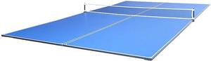 lot 402 image: JOOLA Tetra 4-Piece Conversion Table Tennis Top with Ping Pong Net Set, 12mm Surface, Regulation Size 9 x 5, Blue - Scratch and Dent.