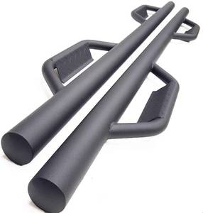 lot 403 image: AA Products Running Boards Compatible Ram 1500 Quad (Extended) Cab 2009-2018 Hoop Style Drop Step Nerf Bars  Side Step Rails (Style A, Texture Black).