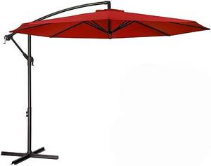lot 404 image: MEWAY 10ft Outdoor Umbrella Patio Offset Cantilever Umbrella, Large Market Deck Pool Backyard Garden Umbrella with 8 Sturdy Ribs - Missing Base.Base