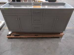 lot 400 image: Hamlet 73 in. Bath Vanity in Grey - NO TOP, Includes 2 sink basins.