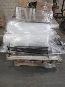 lot 425 image: MIXED PALLET OF MISCELLANEOUS MATTRESSES, BUILDING MATERIALS, FURNITURE AND MORE