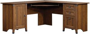lot 428 image: Sauder Carson Forge Corner Computer Desk, Washington Cherry finish, 416969.