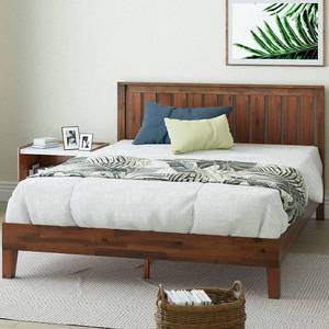 lot 430 image: ZINUS Vivek Deluxe Wood Platform Bed Frame with Headboard Wood Slat Support No Box Spring Needed Queen, OLB-PWPBBHE-12Q