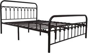 lot 434 image: TUSEER Metal Bed Frame Queen Size with Vintage Headboard and Footboard Platform Base Wrought Iron Bed Frame (Queen,Black).