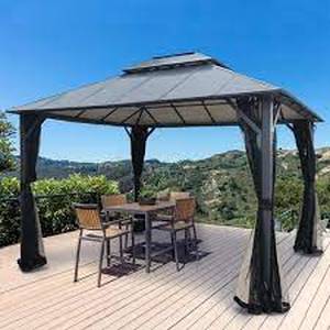 lot 1 image: LAUREL CANYON 12 ft. x 10 ft. Insulated Aluminum Outdoor Patio Gazebo with Double Roof and Netting