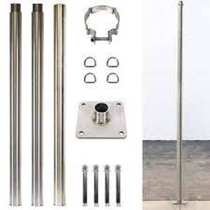 lot 14 image: COLOURTREE  12 ft. Stainless Steel Pole and Kit for Sun Shade Sails - msrp $378.00