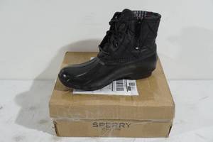 lot 49 image: Sperry Saltwater Nylon Quilt Black Boots - Womens 5 M