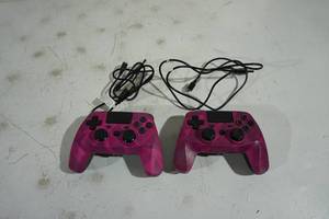 lot 67 image: 2 Pink Camo Wireless PS4 Controllers