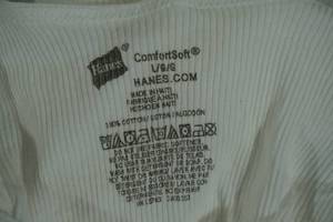 lot 118 image: 6 Large Hanes White Tank Tops