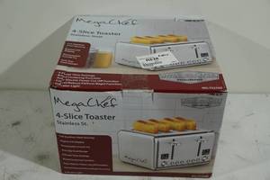 lot 159 image: NEW MegaChef 4 Slice Stainless Toaster