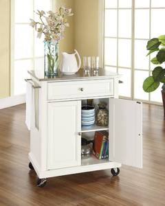 lot 99 image: Crosley Kitchen Cart Island with Stainless Steel Top
