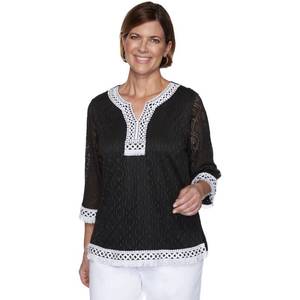 lot 101 image: NEW Alfred Dunner Large Checkmate Trim Top and Small Cornflower Top