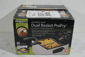 lot 180 image: NEW Presto Stainless Steel Dual Basket ProFry Deep Fryer