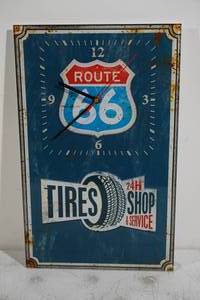 lot 165 image: Vintage Look Route 66 Tire Shop and Service Wall Clock