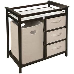 lot 221 image: Badger Modern Changing Table with Hamper and Baskets - Espresso