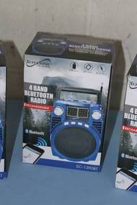lot 25 image: Lot of 3 - NEW - SuperSonic Bluetooth Portable 4-Band Radios - Model SC-1390BT