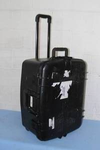 lot 92 image: Protective Molded Plastic Lightweight Equipment Case with Telescoping Handle and Wheels
