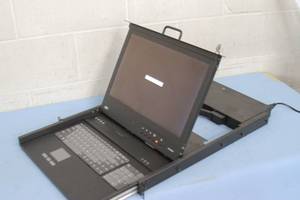 lot 122 image: NTI RackMux Rack Mux Rackmount LCD HDMI KVM Keyboard Video Monitor Display Rack Slide Drawer