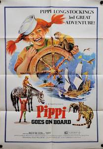 1975 Pippi Longstocking Pippi Goes On Board Re-release Original one sheet Movie Poster - 27 x 41