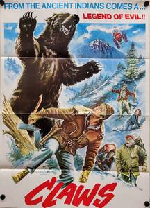 1977 Claws Movie Poster - 25 x 34-12 - Looks like an Original that someone trimmed the white border and the credits off