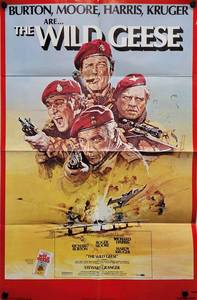 1978 Roger Moore, Richard Burton The Wild Geese Original One Sheet Movie Poster - 27 x 41