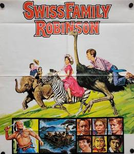 1960 Swiss Family Robinson Movie Poster - 26 x 29-12 -  Looks like an Original that someone trimmed the white border and the credits off