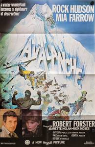 1978 Rock Hudson, Mia Farrow Avalanche Movie Poster - 24-12 x 37-12 -  Looks like an Original that someone trimmed the white border and the credits off