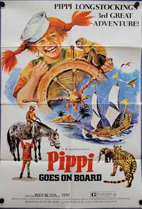 1975 Pippi Longstocking Pippi Goes On Board Re-release Movie Poster - 24 x 37-12 - Looks like an Original that someone trimmed the white border off