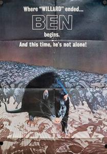 1972 BEN Movie Poster - 24-12 x 33 - Looks like an Original that someone trimmed the white border and credits off