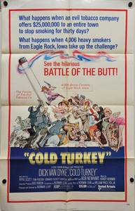 1970 Dick Van Dyke Cold Turkey Original One Sheet Movie Poster - 27 x 41