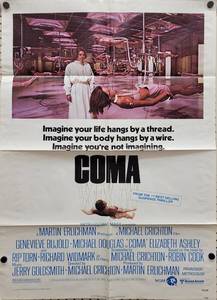 1978 Michael Crichton COMA Original One Sheet Movie Poster - 27 x 41