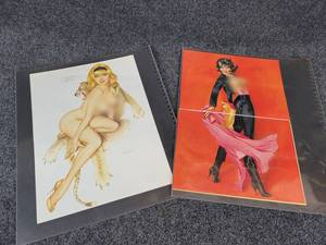 Lot of (2) Original Vargas Playboy Pinup Girl Prints - About 16 x 11 Each