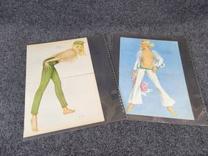 Lot of (2) Original Vargas Playboy Pinup Girl Prints - About 16 x 11 Each