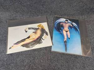 Lot of (2) Original Vargas Playboy Pinup Girl Prints - About 16 x 11 Each