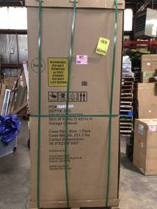 Heavy Duty Welded 20-Gauge Steel Freestanding Garage Cabinet in Black (36 in. W x 81 in. H x 24 in. D) by Husky Customer Returns See Pictures