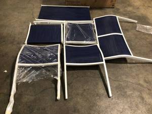 Harmony Cove 4-Piece Steel Blue Sling Outdoor Patio Deep Seating Set by Hampton Bay Customer Returns See Pictures