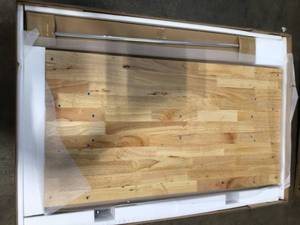 46 in. Adjustable Height Work Table with 2-Drawers in White by Husky Customer Returns See Pictures