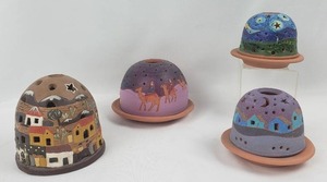 lot 24 image: Beautiful Middle Eastern Scene Terracotta Votive Candle Holders