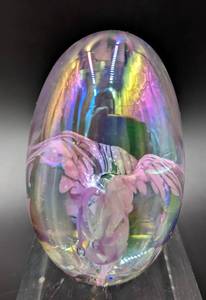 lot 60 image: Two Vintage Mount St. Helens Ash Glass Eggs- Signed by Artist