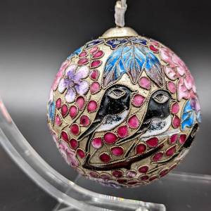 lot 57 image: Birdy Cloisonne Enamel Ornaments and Heart Trinket Box