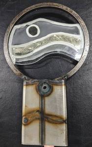 lot 53 image: Signed Metal & Glass Sculpture by Pedersen FatherSon Duo