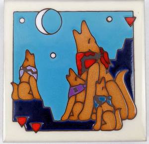 lot 55 image: Three Southwestern Art Tiles - Earthtones, Masterworks, Fiesta