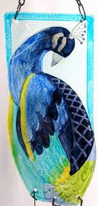 lot 52 image: Art Glass Peacock Wind Chime